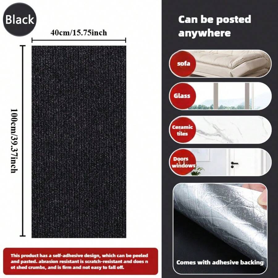 Multicolor self-adhesive cat scratch pad sticker made from 100% polyester fabric used as a furniture protector and scratching board for cats.