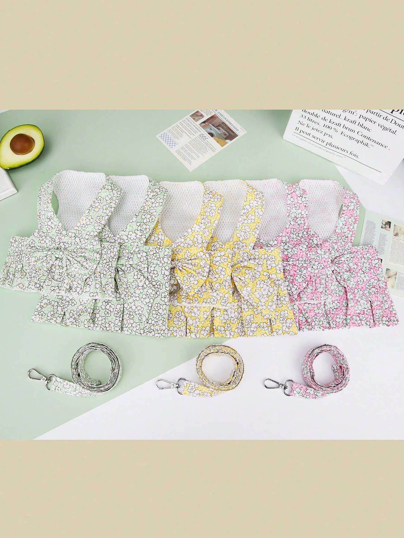 Multicolor pet harness skirt and fabric leash set with letter pattern for cats and dogs