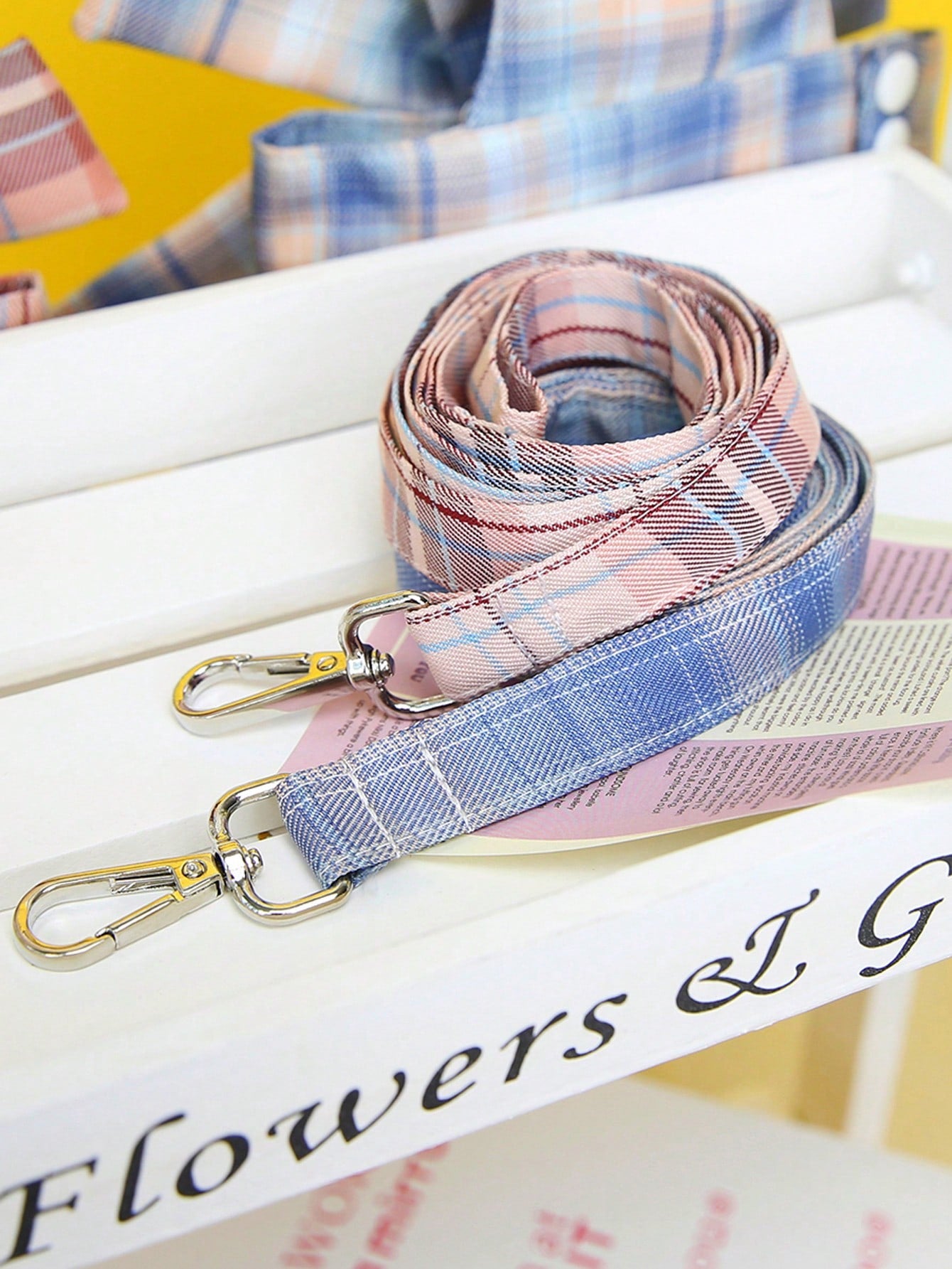Multicolor plaid fabric pet harness skirt and leash set for cats and dogs, featuring a sweet skirt-style chest and back design for walking.