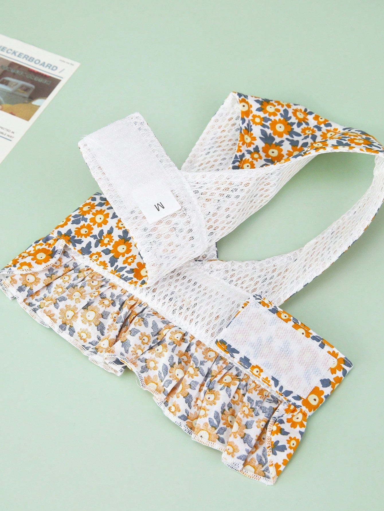 Multicolor fabric pet harness skirt and leash set with letter and plant patterns for cats and dogs