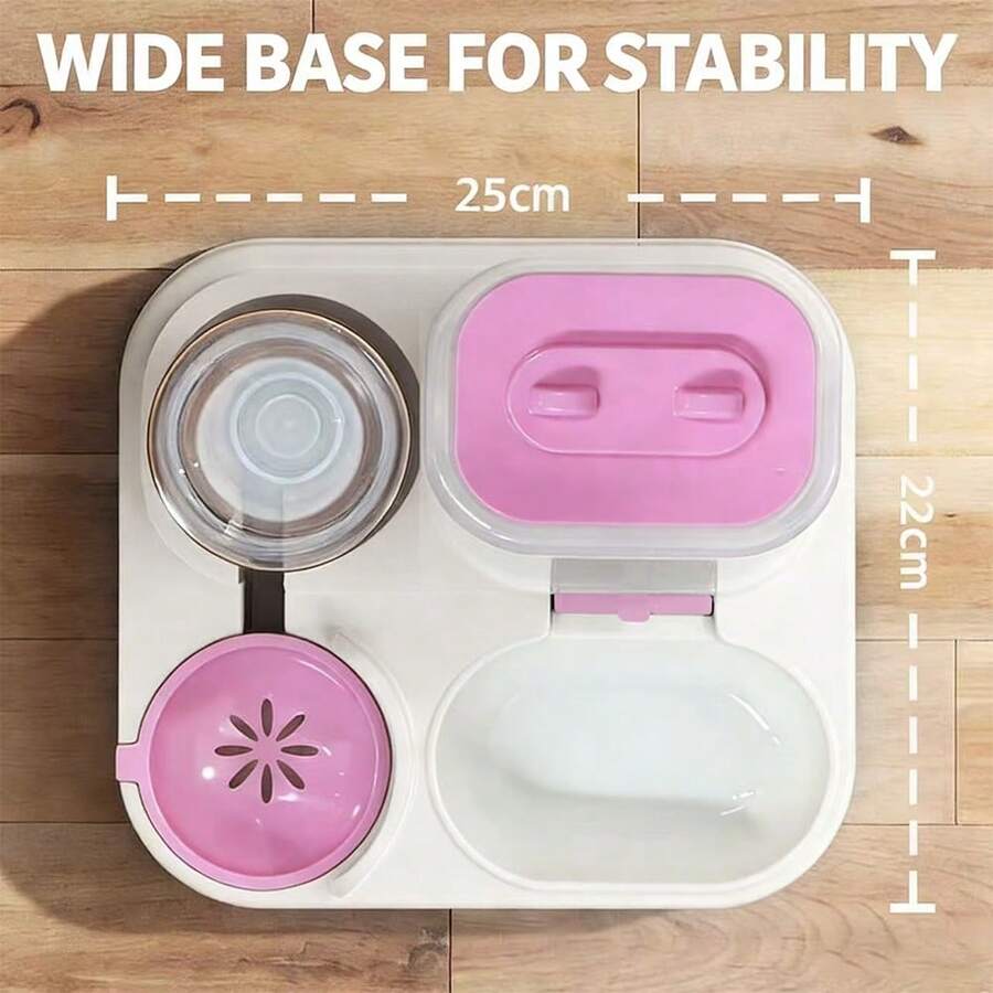 Automatic cat feeder and 1200ml food and water dispenser with cute cartoon design for cats and dogs