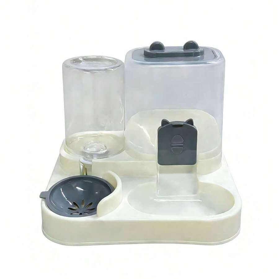 Automatic cat feeder and 1200ml food and water dispenser with cute cartoon design for cats and dogs