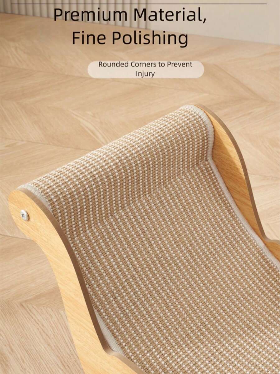 2-in-1 wooden cat scratcher lounge chair with natural sisal scratching surface for indoor cats
