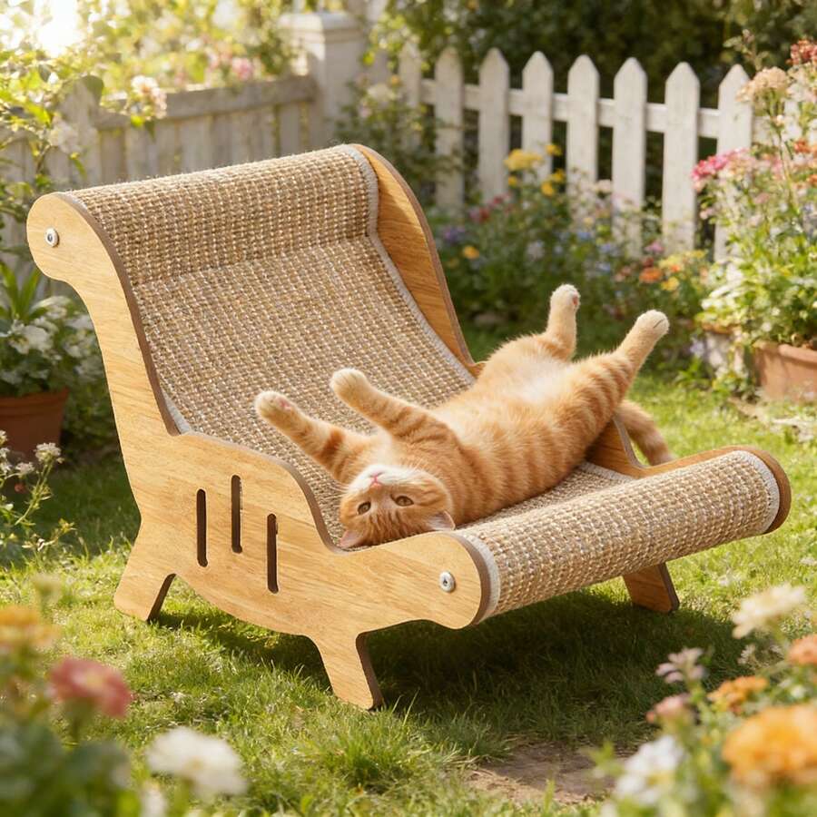Indoor sisal cat lounge featuring a cute dinosaur shape with a durable scratching and napping surface for cats and dogs.