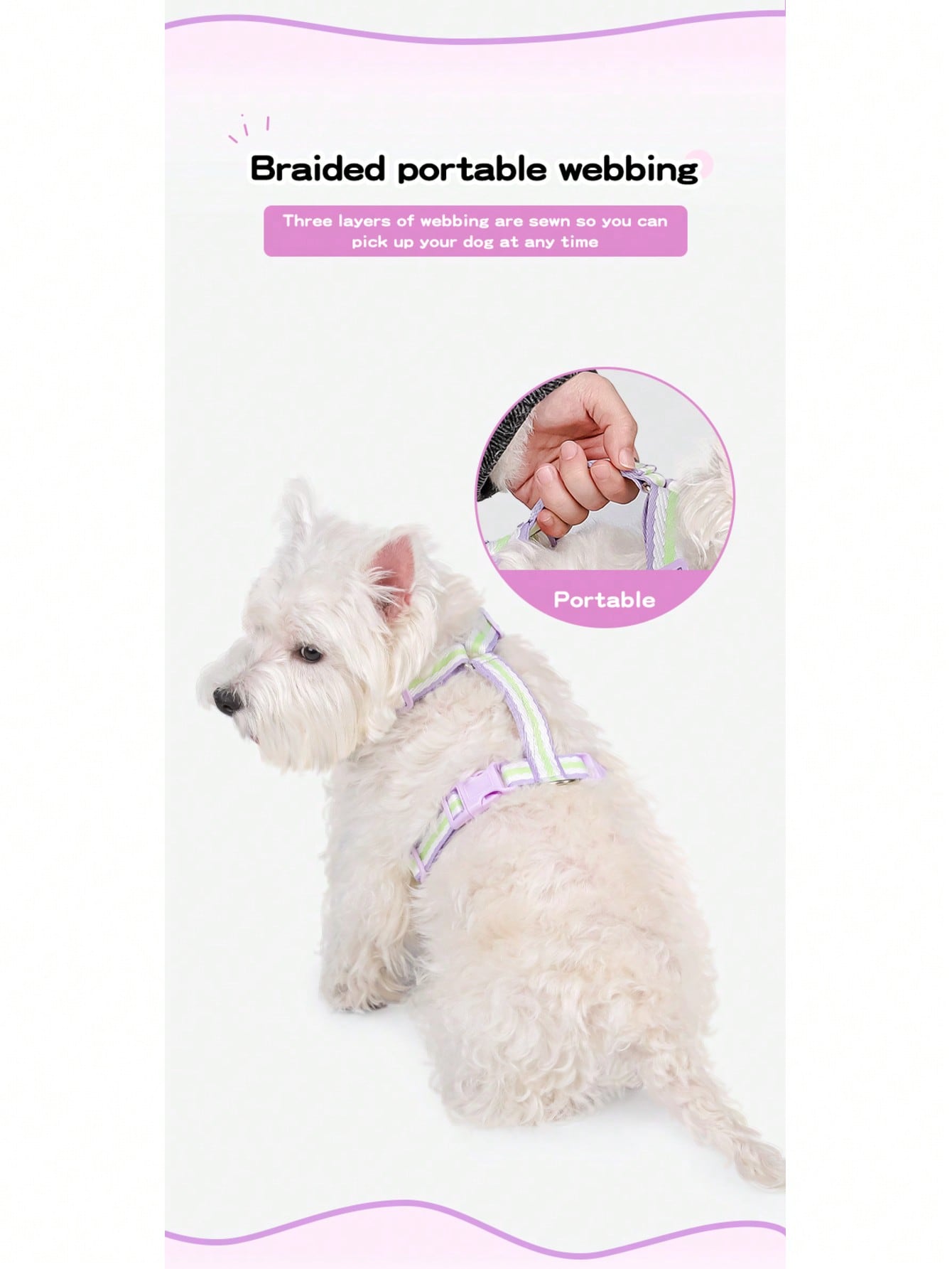 Multicolor reflective vest-style dog harness with padded adjustable straps and front and back leash attachment points for cats and dogs