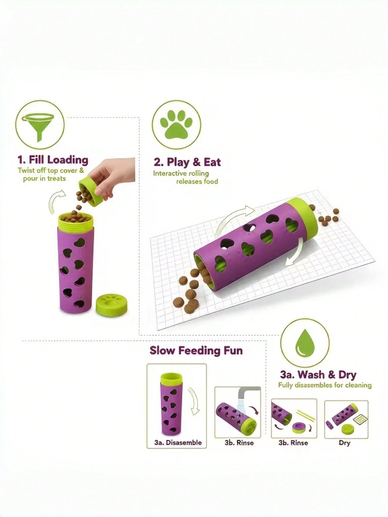 1pc New Detachable Pet Slow Feeder Toy | Chew-Resistant Snack Rolling Cylinder, Energy Consumption & Boredom Relief Tool, Suitable For Medium/Small Cats & Dogs, Indoor/Outdoor Use