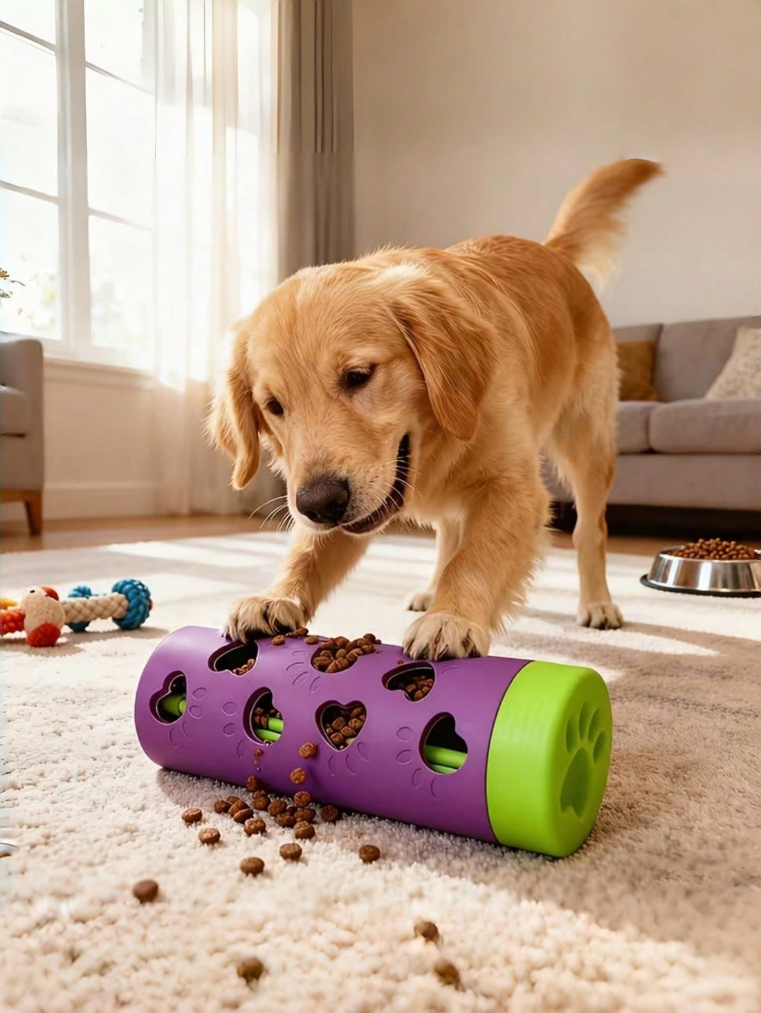 1pc New Detachable Pet Slow Feeder Toy | Chew-Resistant Snack Rolling Cylinder, Energy Consumption & Boredom Relief Tool, Suitable For Medium/Small Cats & Dogs, Indoor/Outdoor Use