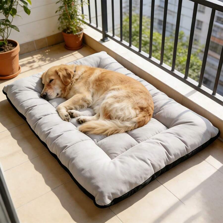 Black colorblock plaid flannel plush pet crate mat cushion with anti-slip bottom for dogs and cats
