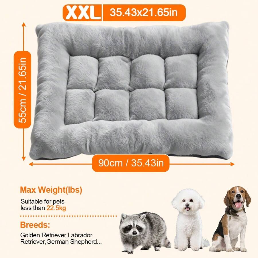 Black colorblock plaid flannel plush pet crate mat cushion with anti-slip bottom for dogs and cats