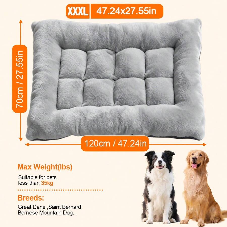 Black colorblock plaid flannel plush pet crate mat cushion with anti-slip bottom for dogs and cats