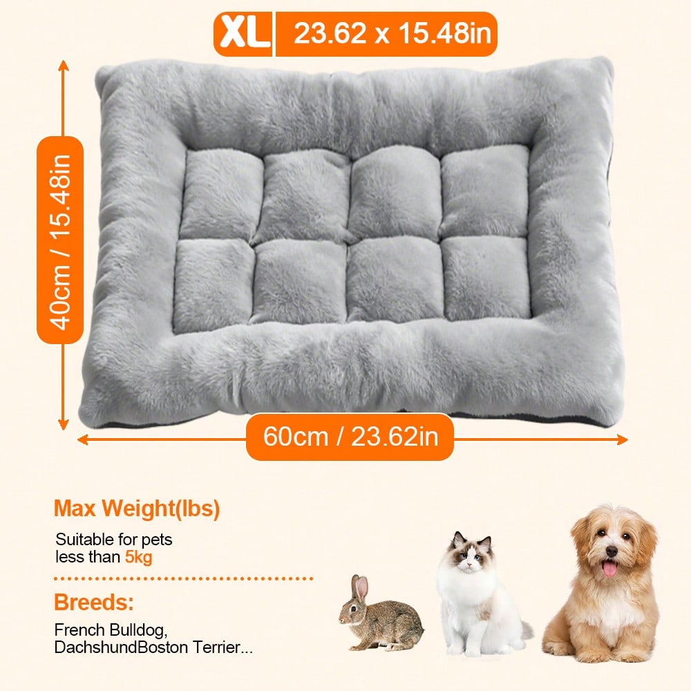 All-Season Orthopedic Pet Pad: Ultra-Thick Warm Plush & Breathable Polyester Core - Oversized Flat Mat Relieves Joint Pressure For Senior Dogs. Easy To Clean & Foldable, Fits Standard & XL Dog Crates.