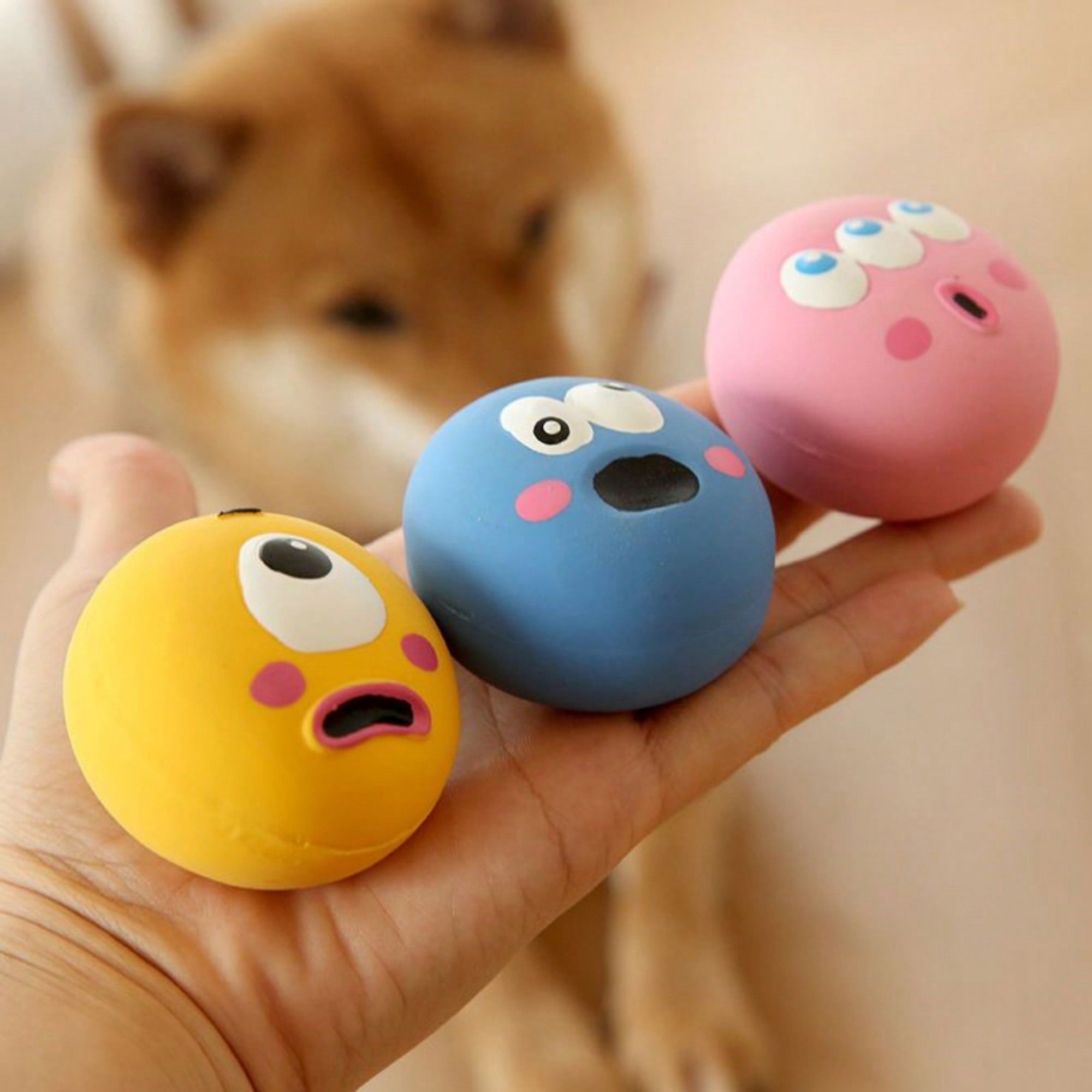 1/3pcs Dog Squeaky Toys, Cute Big Eye Design, Durable Rubber Material, Chew Toy For Teeth Cleaning, With Funny Squeaky Sound, Suitable For Interactive Training