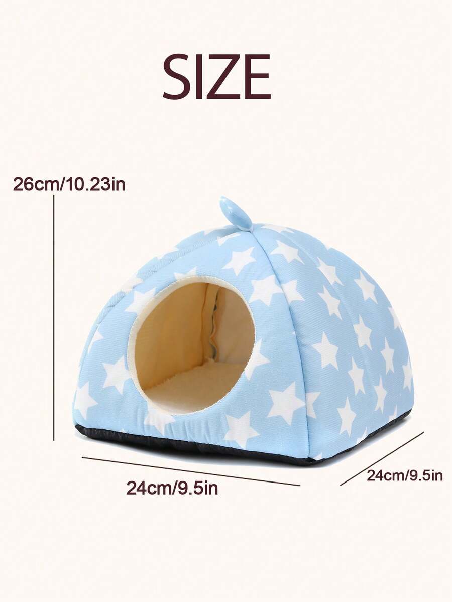 Pink strawberry pattern hamster bed hideaway nest made of soft polyester for small pets.
