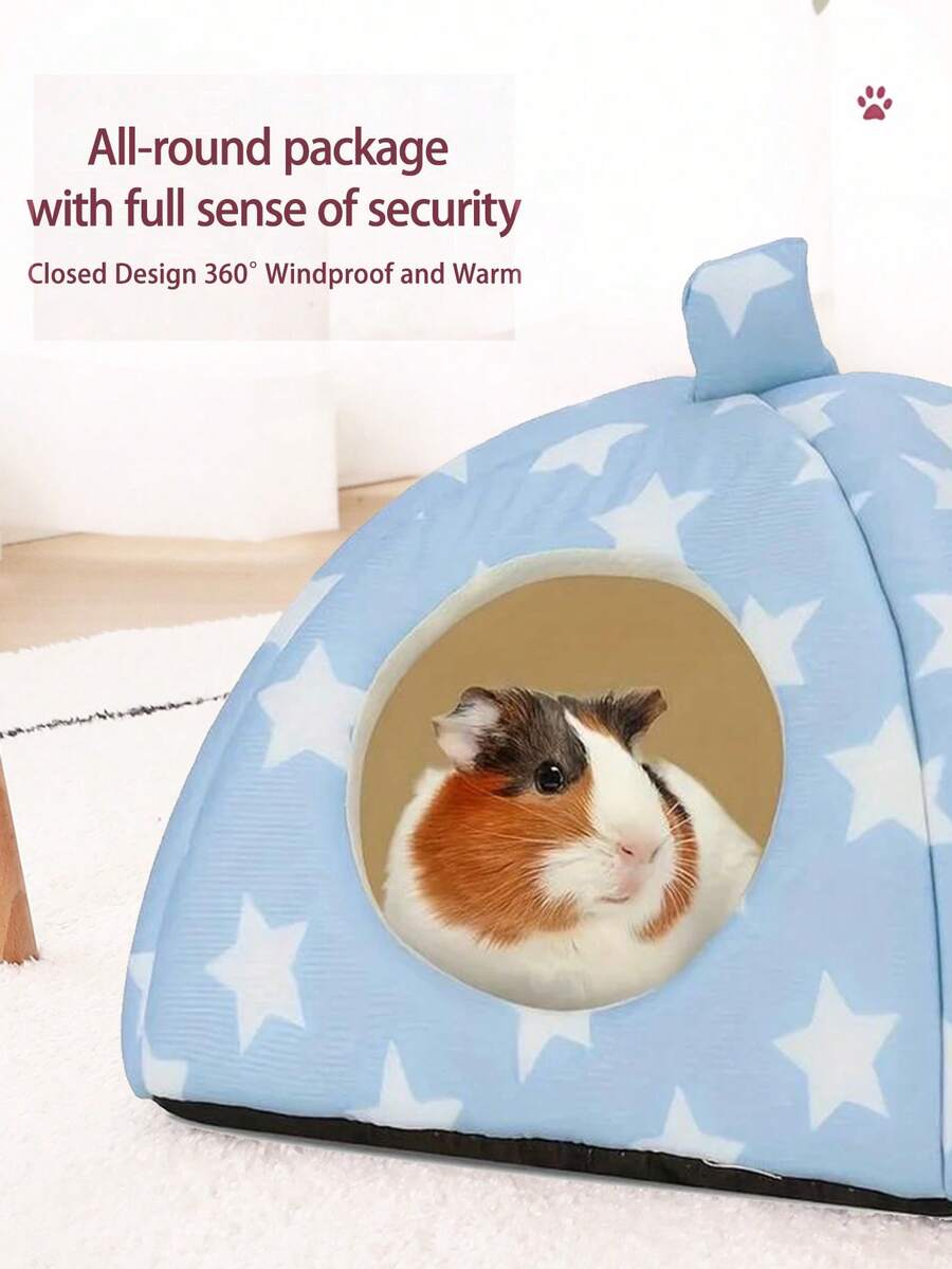 Pink strawberry pattern hamster bed hideaway nest made of soft polyester for small pets.