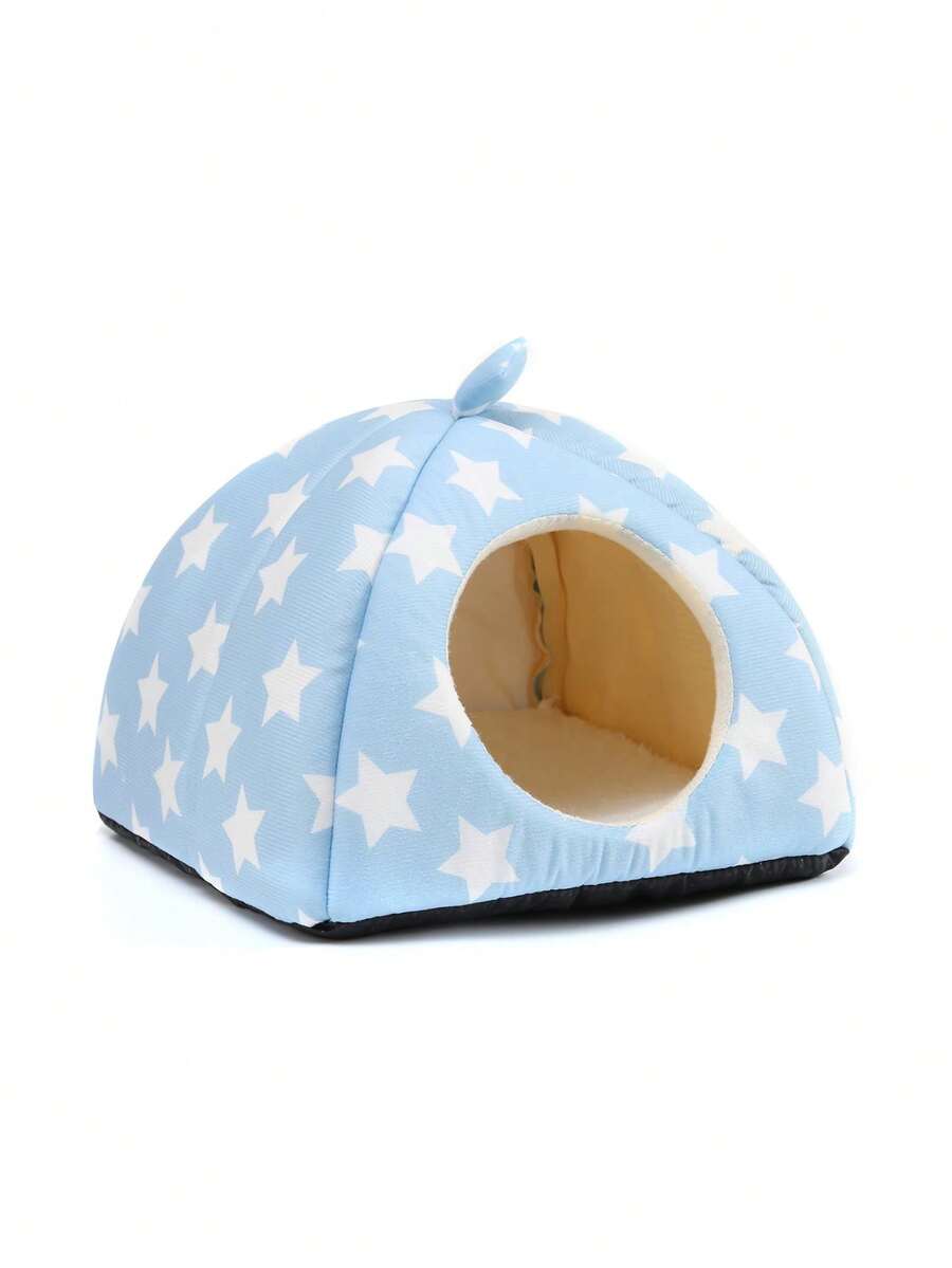 Pink strawberry pattern hamster bed hideaway nest made of soft polyester for small pets.
