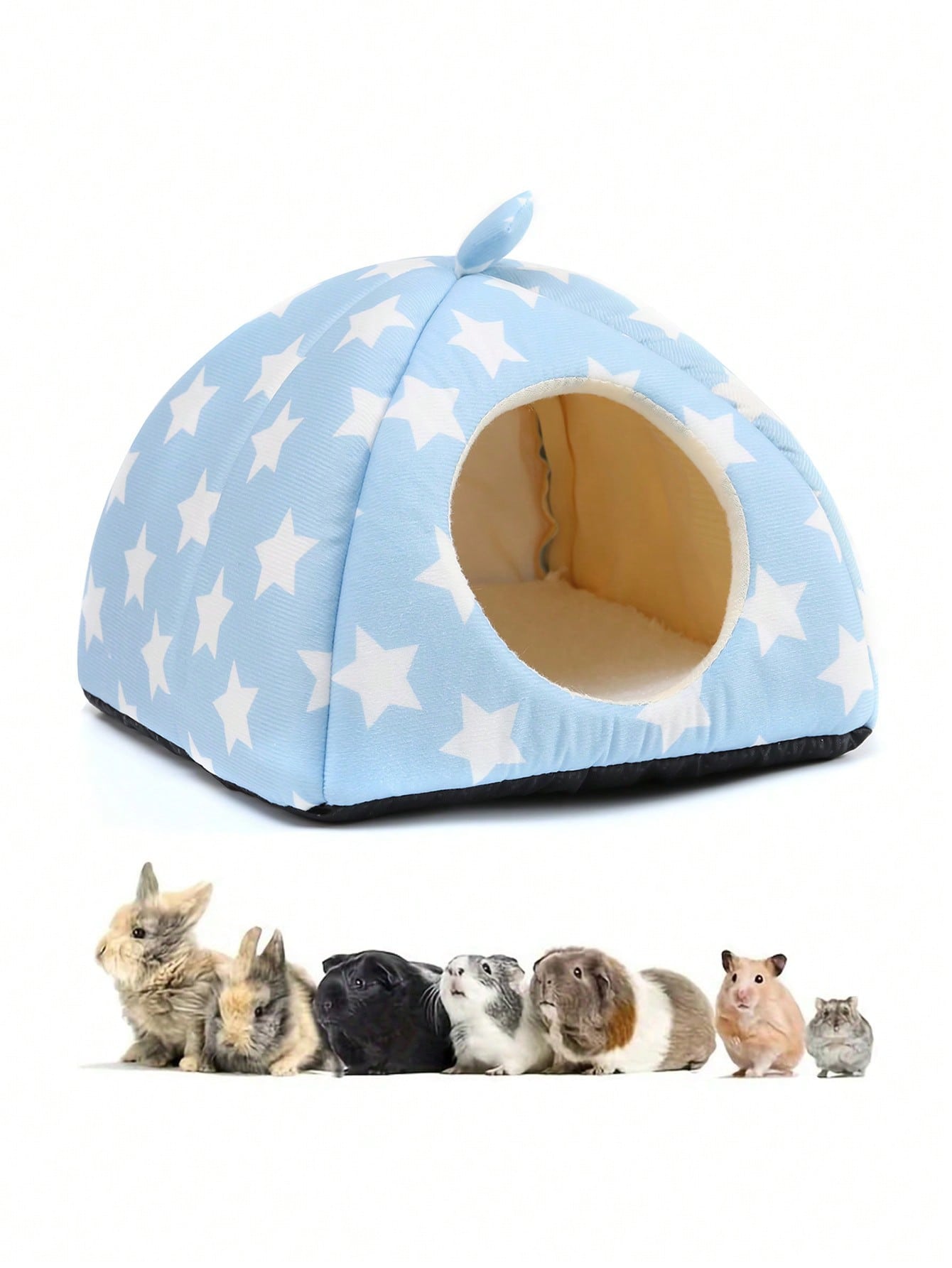 Pink strawberry pattern hamster bed hideaway nest made of soft polyester for small pets.