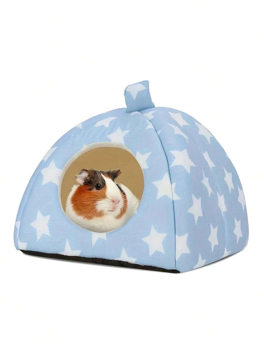 Pink strawberry pattern hamster bed hideaway nest made of soft polyester for small pets.