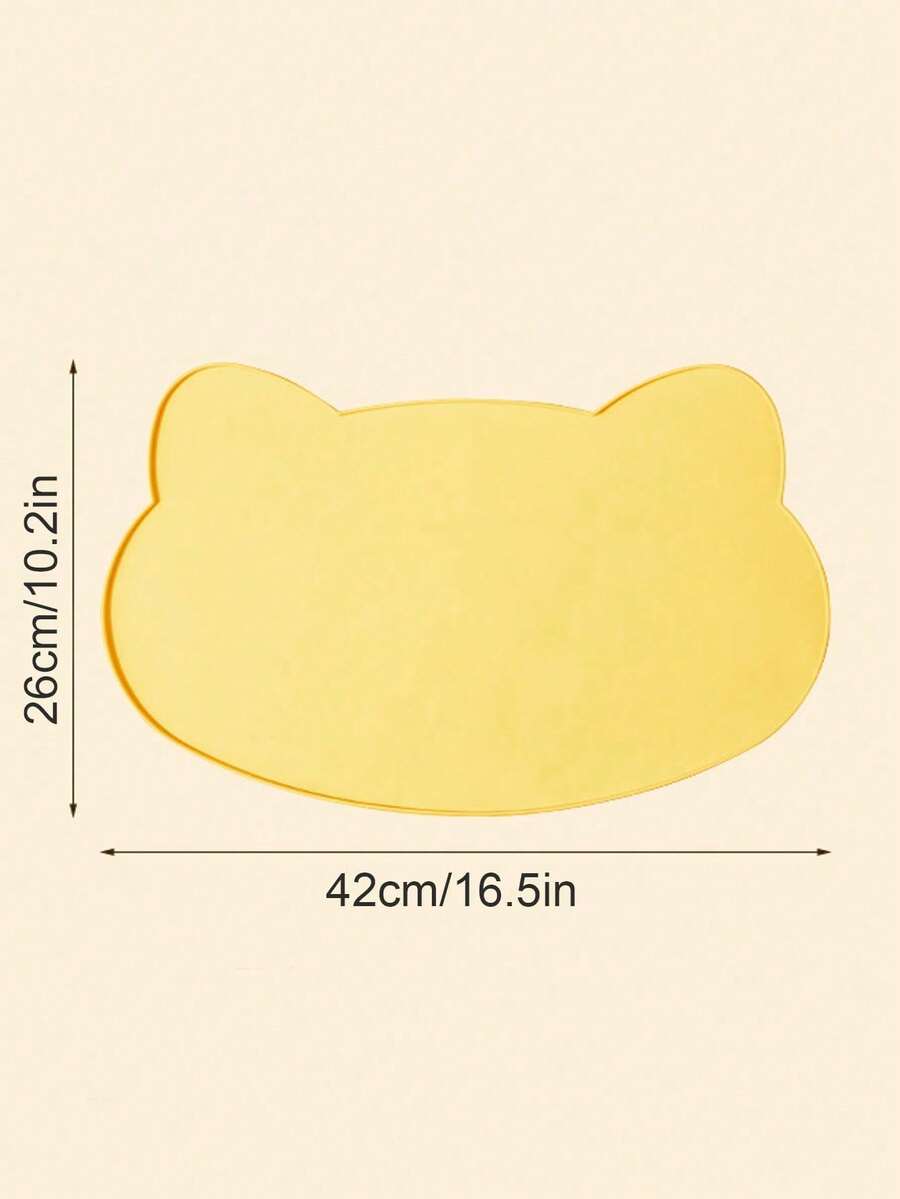 Multicolor silicone pet food mat with cartoon pattern, waterproof non-slip surface, and raised edges for dog and cat bowls.