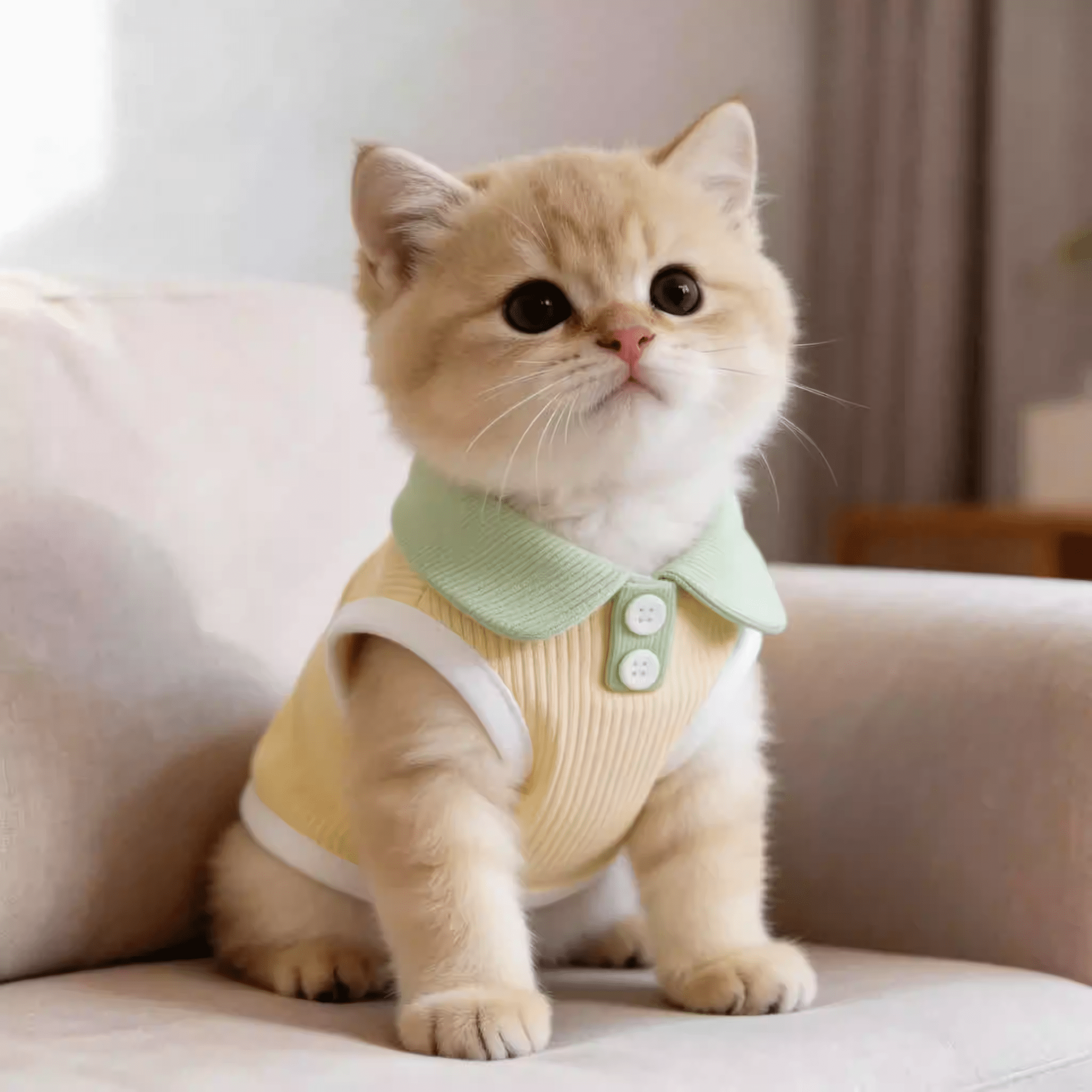 1pc Cat/Dog Summer Thin Polo Shirt, Lapel T-Shirt, Suitable For Munchkin, British Shorthair, Cute Pet Vest, Anti-Shedding