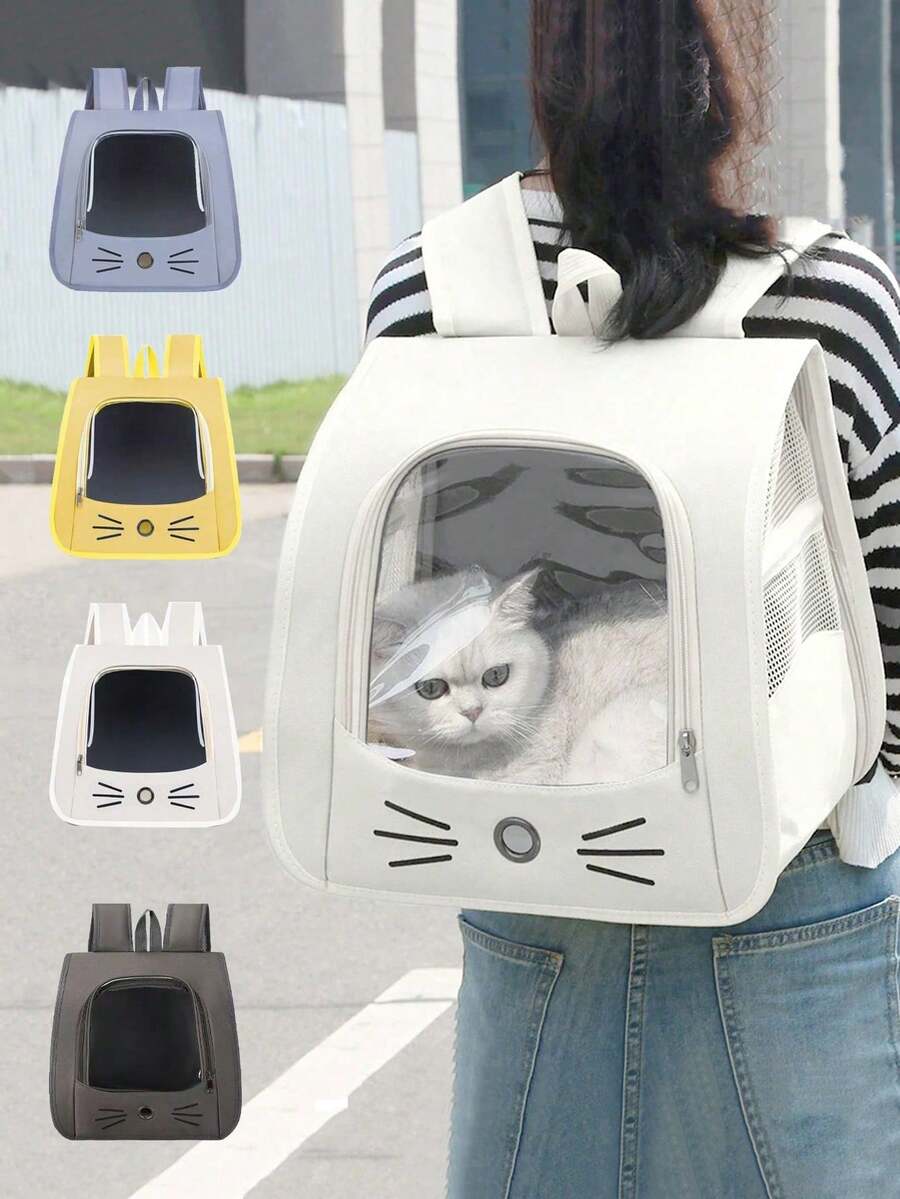 Multicolor transparent breathable Oxford cloth pet carrier backpack for small cats and dogs up to 5.5kg.
