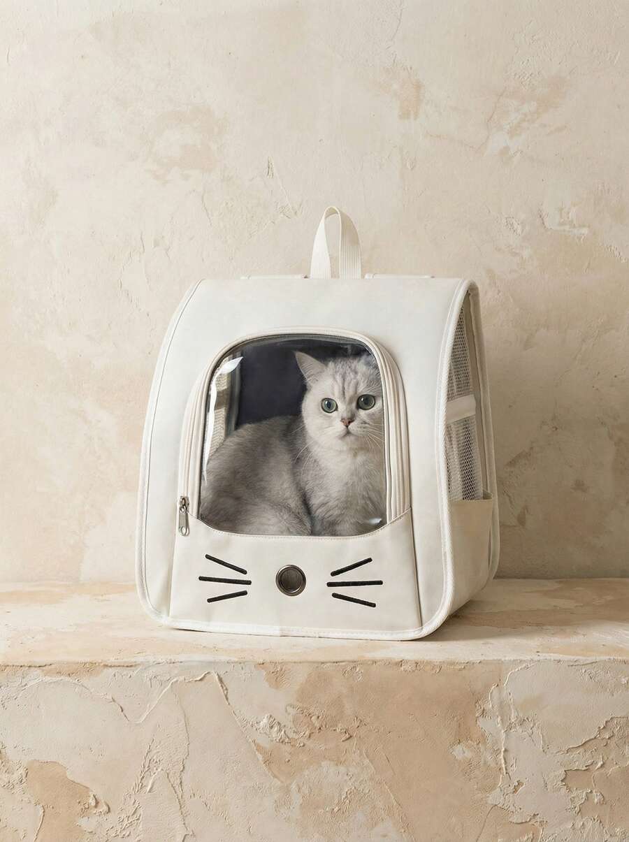 Multicolor transparent breathable Oxford cloth pet carrier backpack for small cats and dogs up to 5.5kg.
