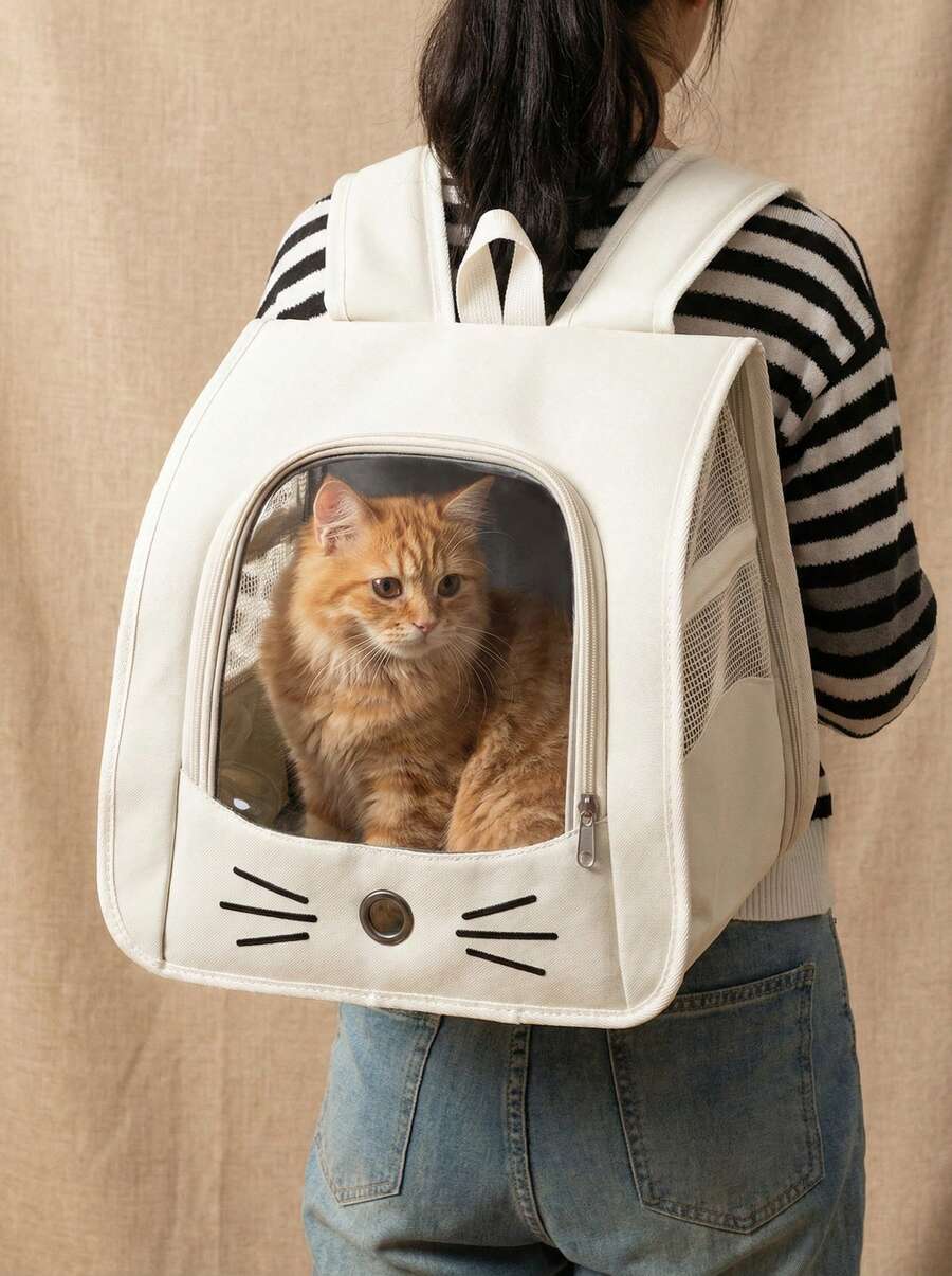 Multicolor transparent breathable Oxford cloth pet carrier backpack for small cats and dogs up to 5.5kg.