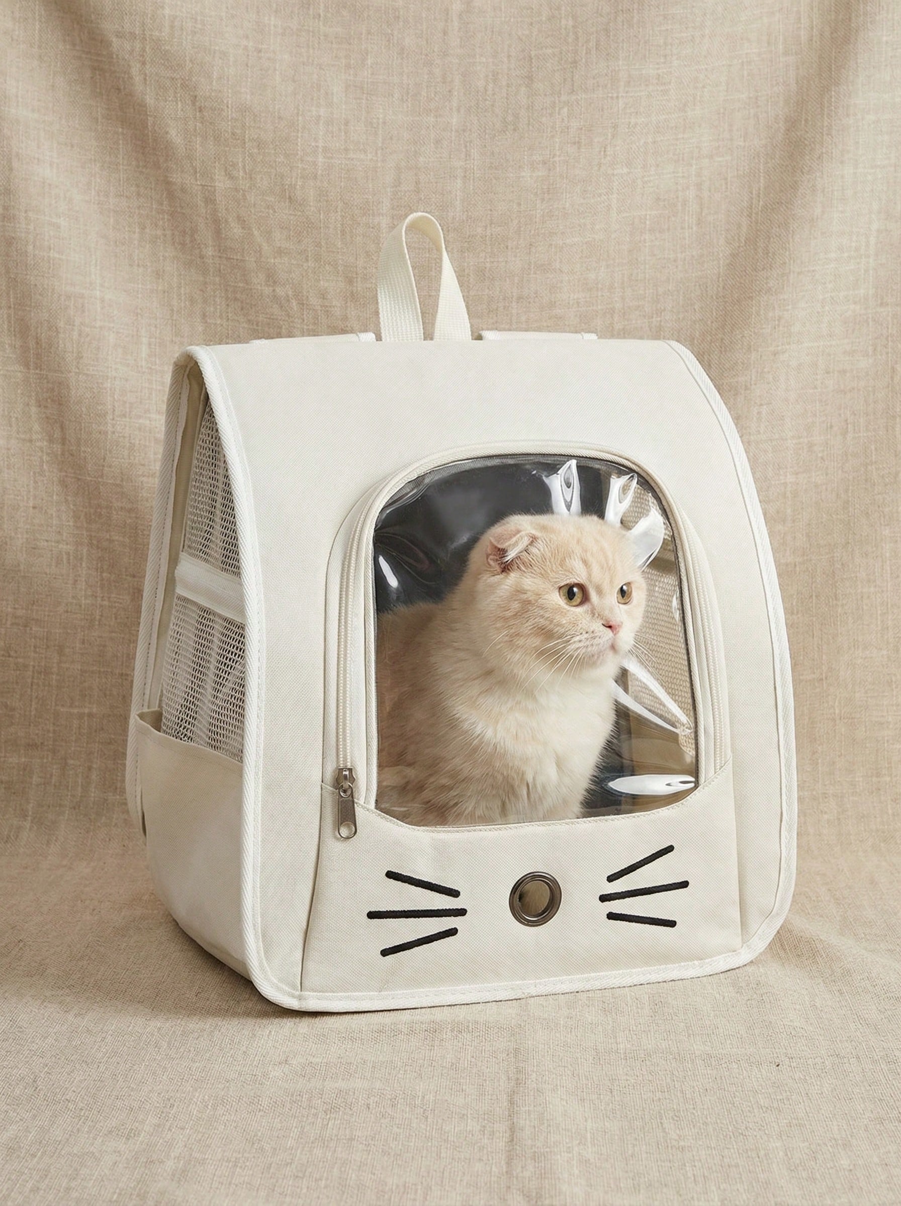 Multicolor transparent breathable Oxford cloth pet carrier backpack for small cats and dogs up to 5.5kg.