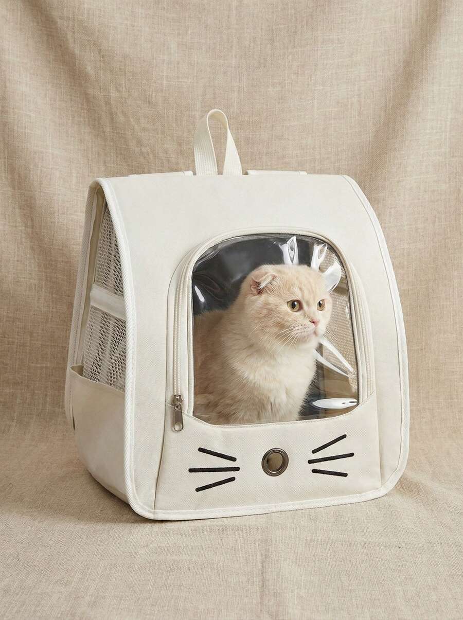 Multicolor transparent breathable Oxford cloth pet carrier backpack for small cats and dogs up to 5.5kg.