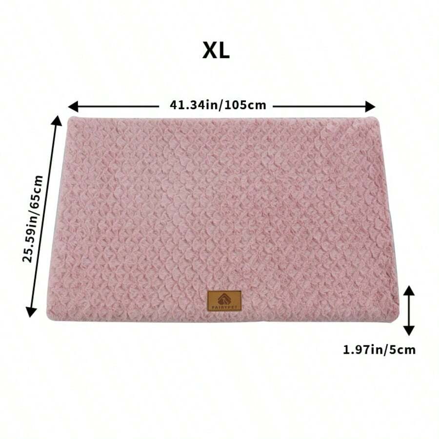 Grey washable dog bed mat with plush embossed fabric surface, egg-shaped polyurethane foam filling, and non-slip moisture-proof Oxford cloth bottom for dogs and cats.