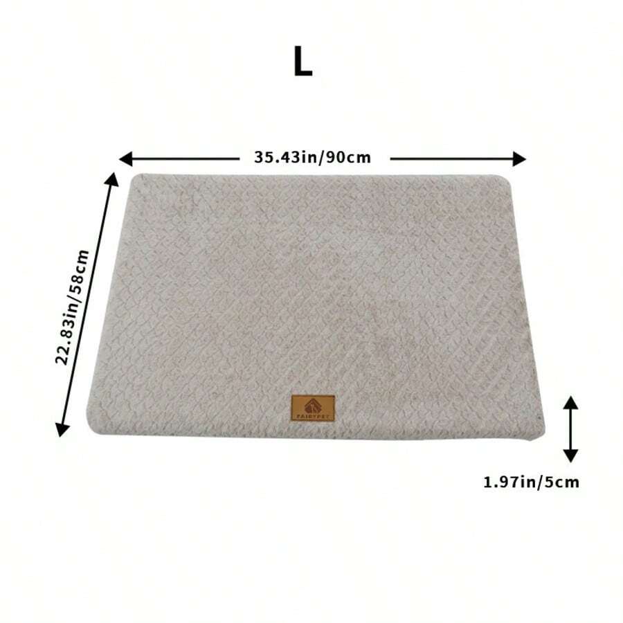 Grey washable dog bed mat with plush embossed fabric surface, egg-shaped polyurethane foam filling, and non-slip moisture-proof Oxford cloth bottom for dogs and cats.
