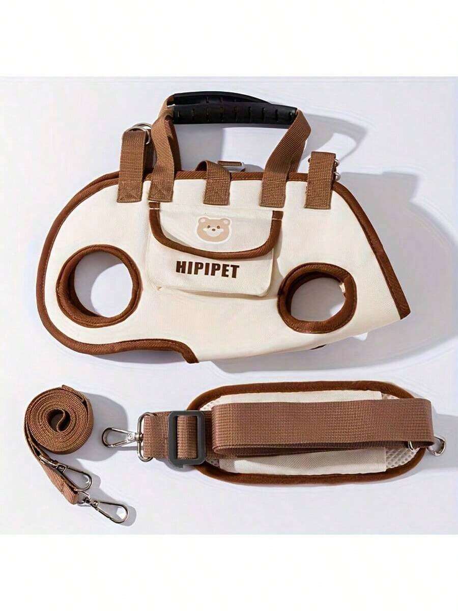 White breathable dog backpack carrier with adjustable shoulder straps for carrying small dogs and cats.