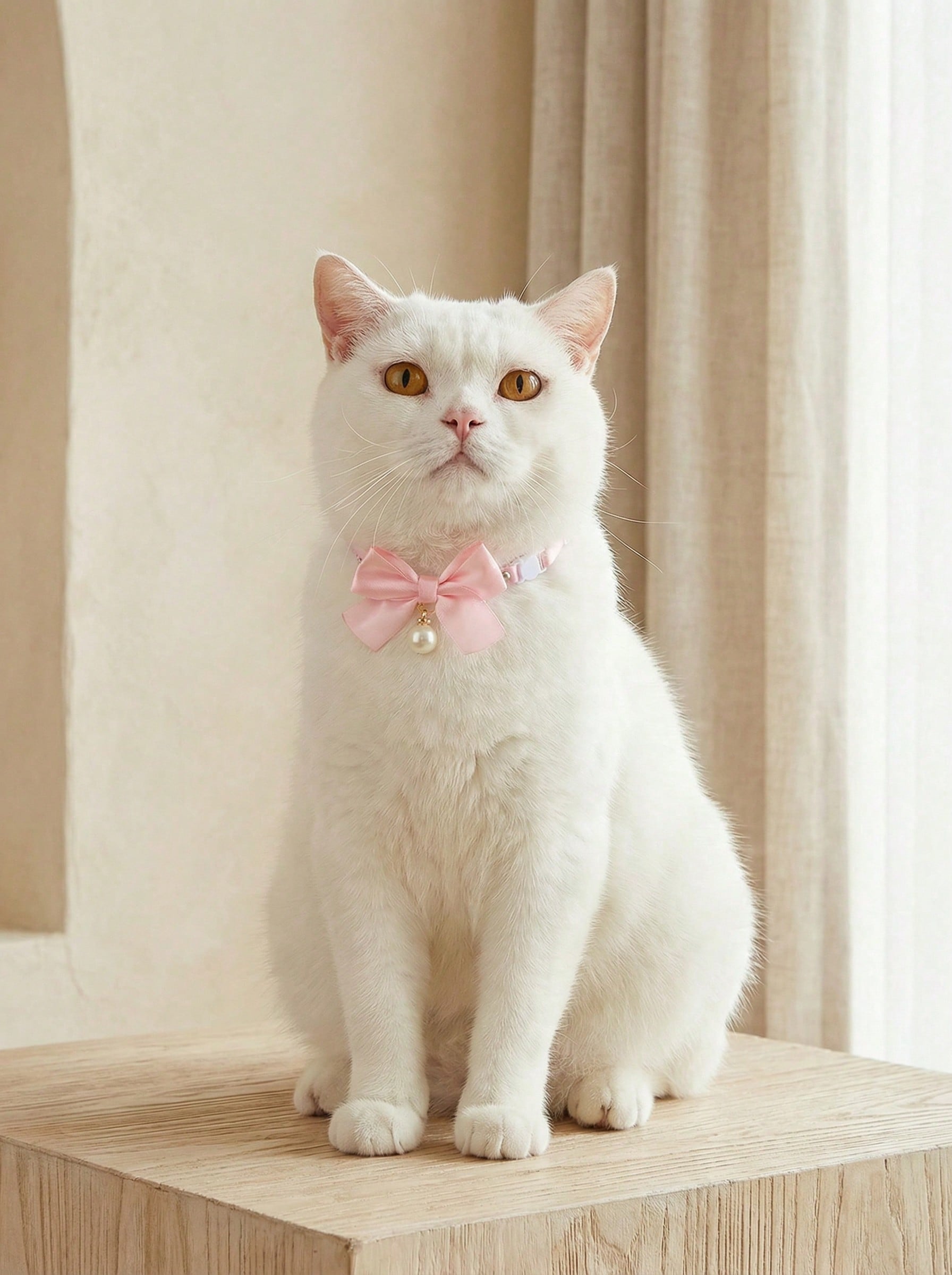 Pink floral breakaway cat collar with bow, pearls, and lace-style details for an adjustable kitten or girl cat collar.