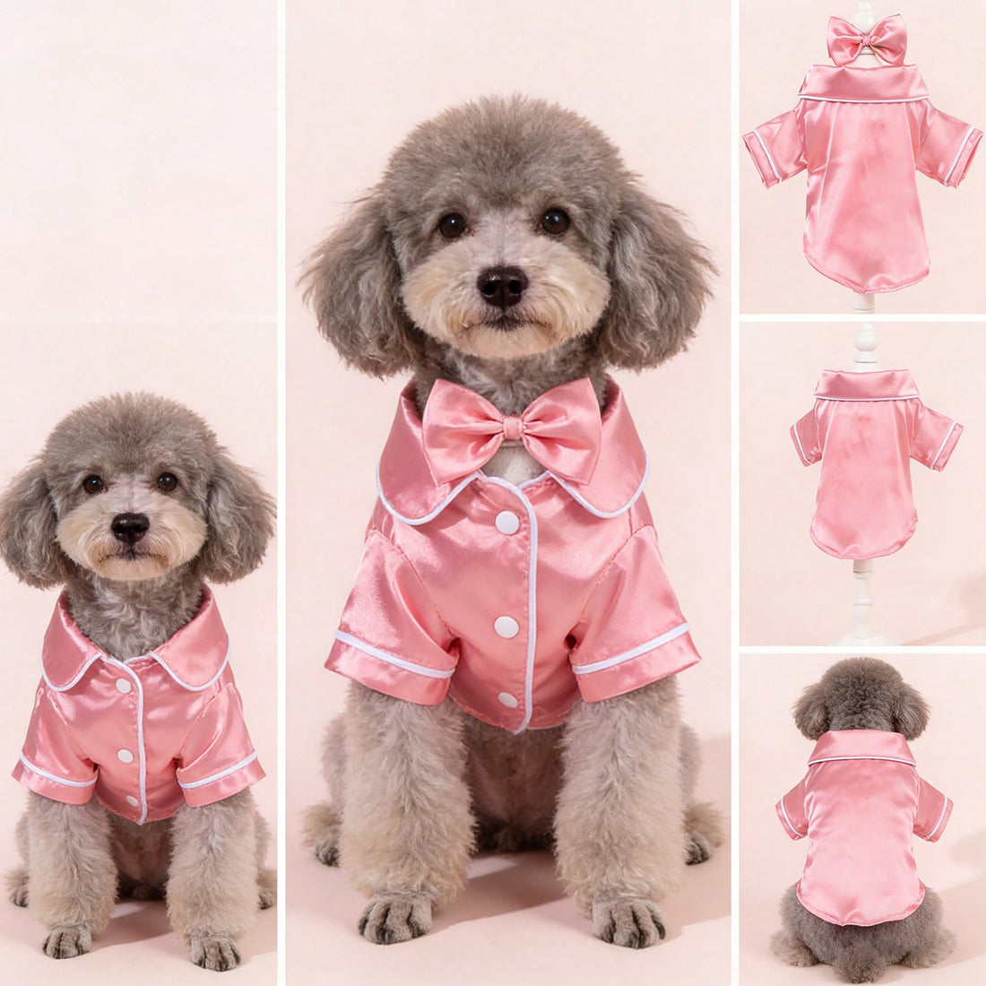 1 Set Satin Sleepwear & Loungewear, Peter Pan Collar Pet Dress, Lace Peter Pan Collar Warm Thickened Woolen Pet Dress For Dogs & Cats