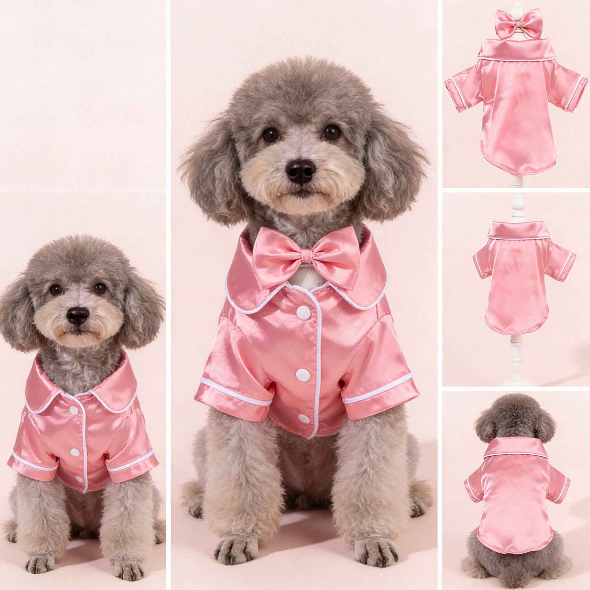1 Set Satin Sleepwear & Loungewear, Peter Pan Collar Pet Dress, Lace Peter Pan Collar Warm Thickened Woolen Pet Dress For Dogs & Cats
