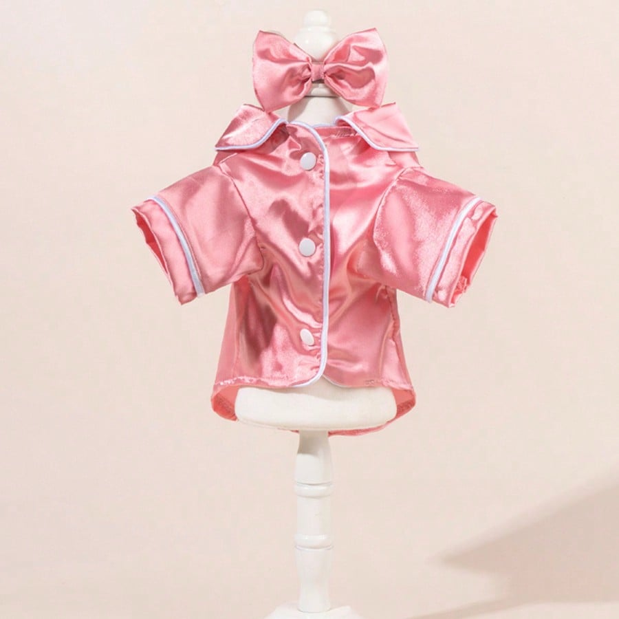 1 Set Satin Sleepwear & Loungewear, Peter Pan Collar Pet Dress, Lace Peter Pan Collar Warm Thickened Woolen Pet Dress For Dogs & Cats