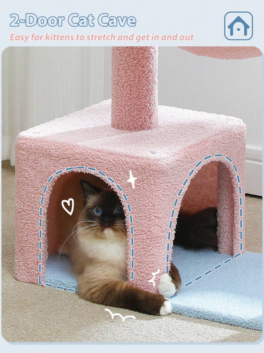 35-inch flower cat tree tower featuring a cozy metal frame hammock, spacious cat condo, and natural sisal scratching posts for indoor cats.