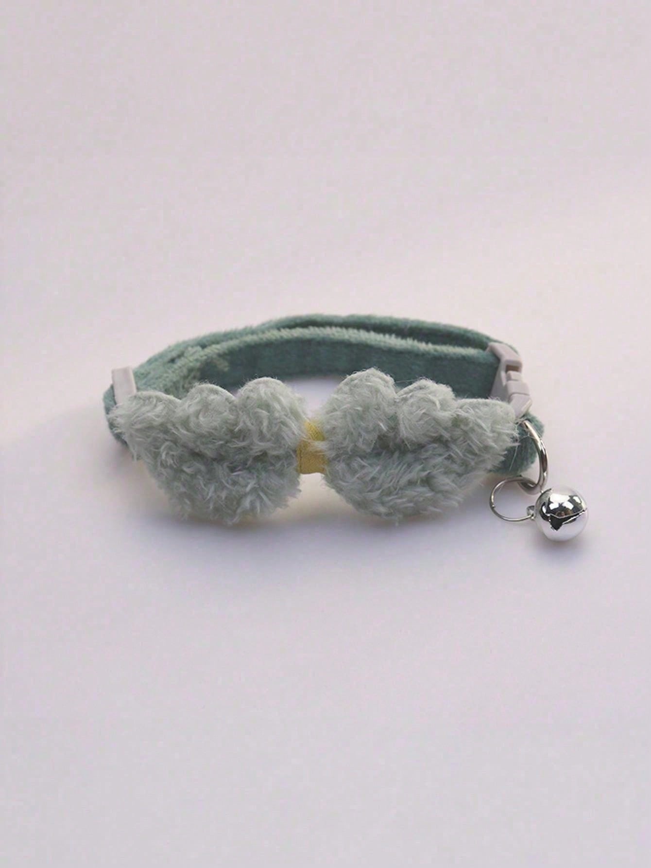 Multicolor adjustable soft plush pet collar with cute bell pendant for cats and small to medium dogs