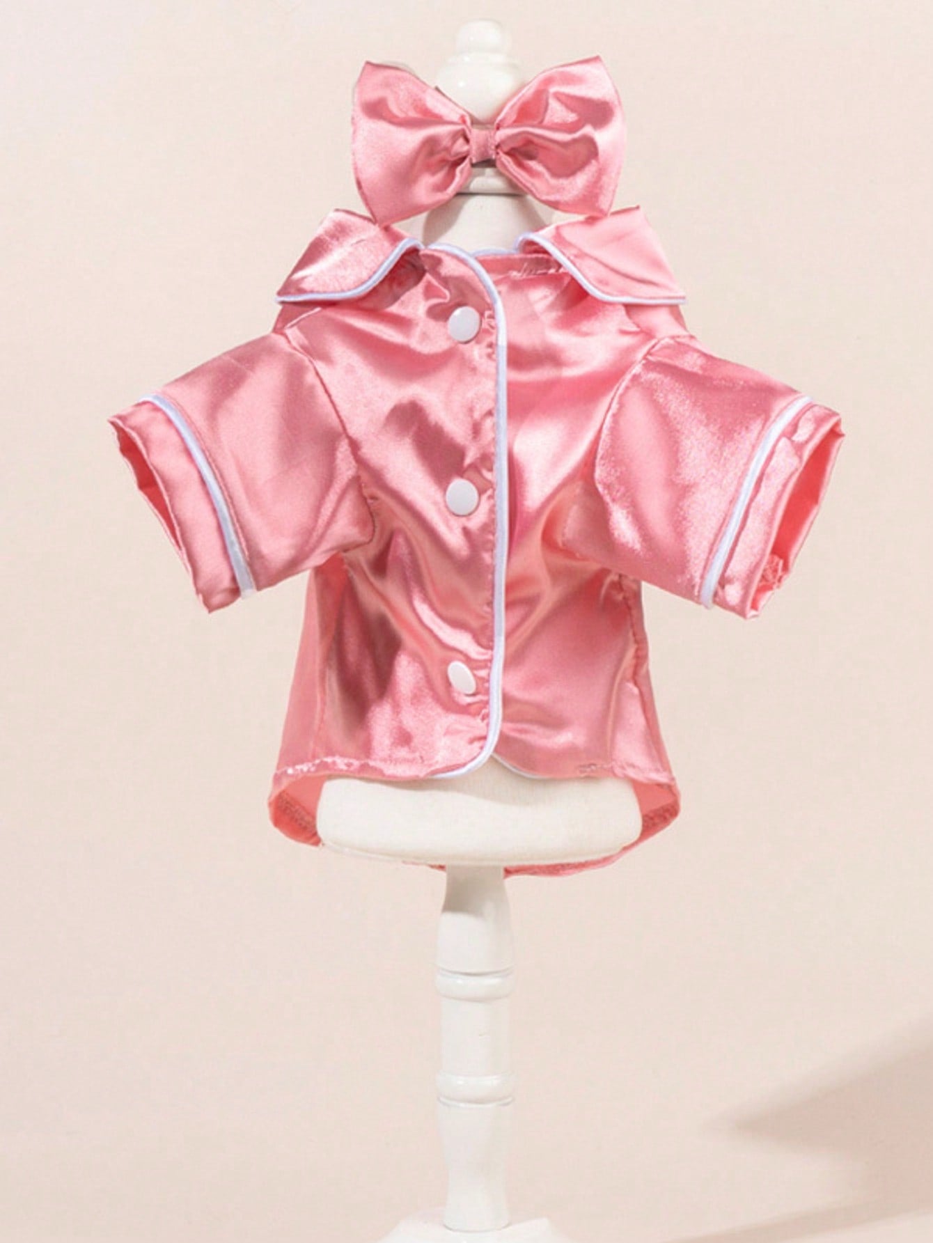 1 Set Satin Sleepwear & Loungewear, Peter Pan Collar Pet Dress, Lace Peter Pan Collar Warm Thickened Woolen Pet Dress For Dogs & Cats