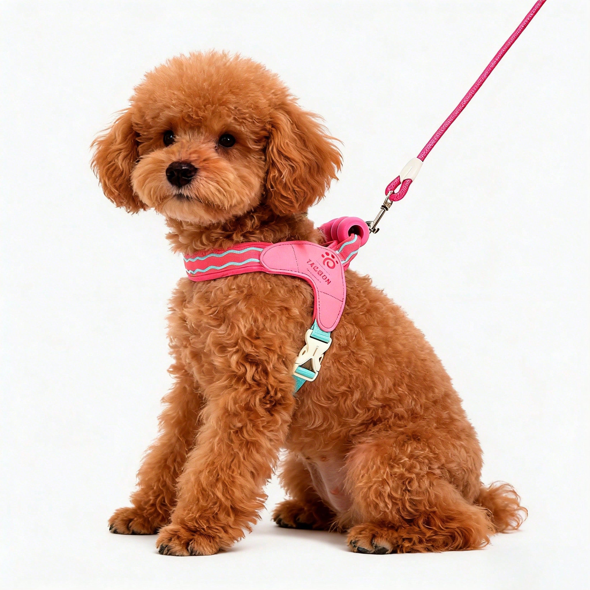 Multicolor polyester dog travel saddle harness with soft handle and leash, breathable adjustable design for outdoor walks and travel
