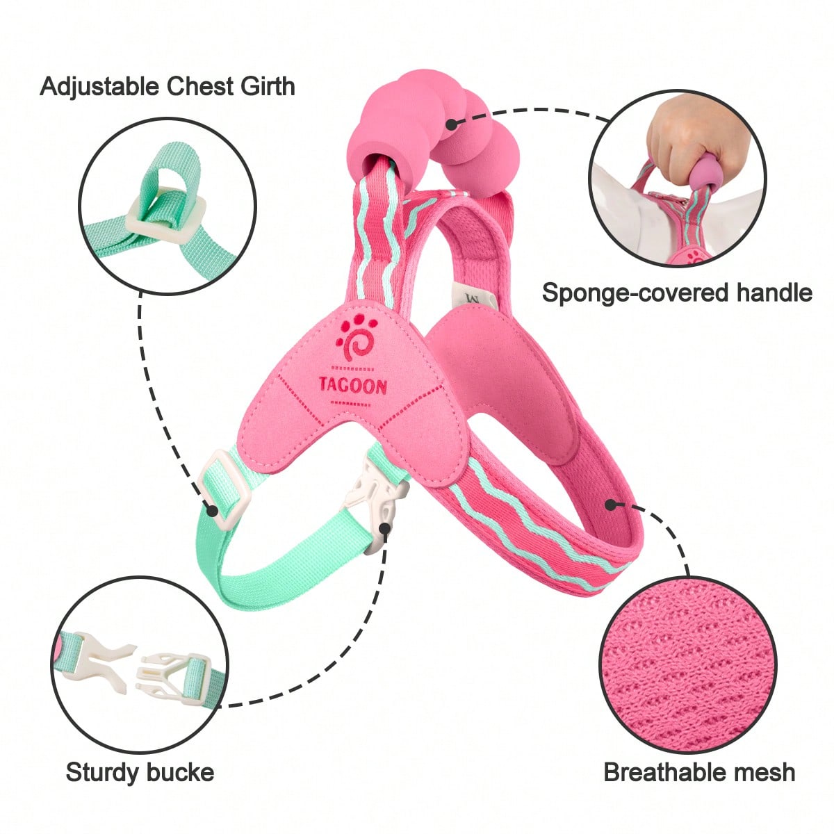 Multicolor polyester dog travel saddle harness with soft handle and leash, breathable adjustable design for outdoor walks and travel