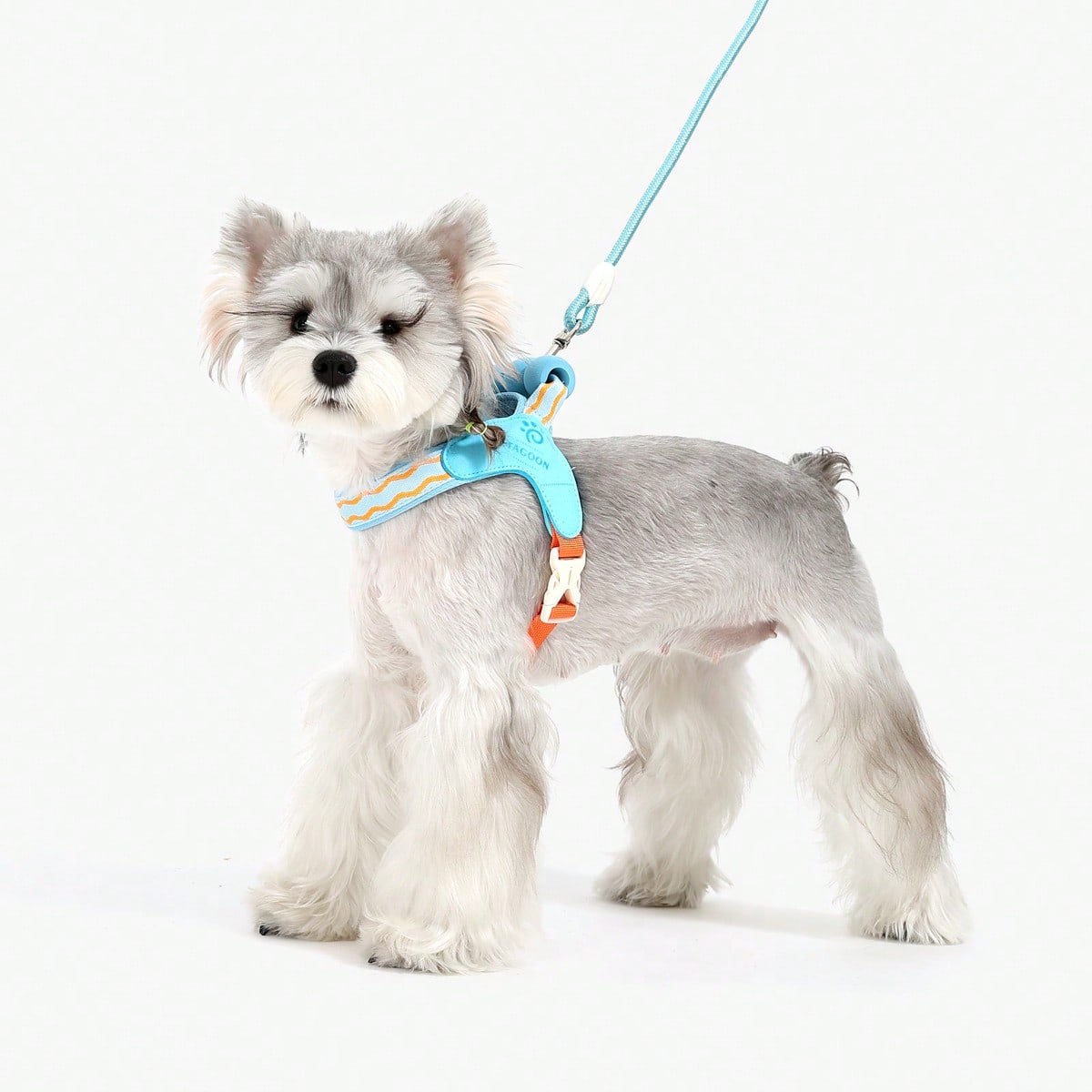 Multicolor polyester dog travel saddle harness with soft handle and leash, breathable adjustable design for outdoor walks and travel