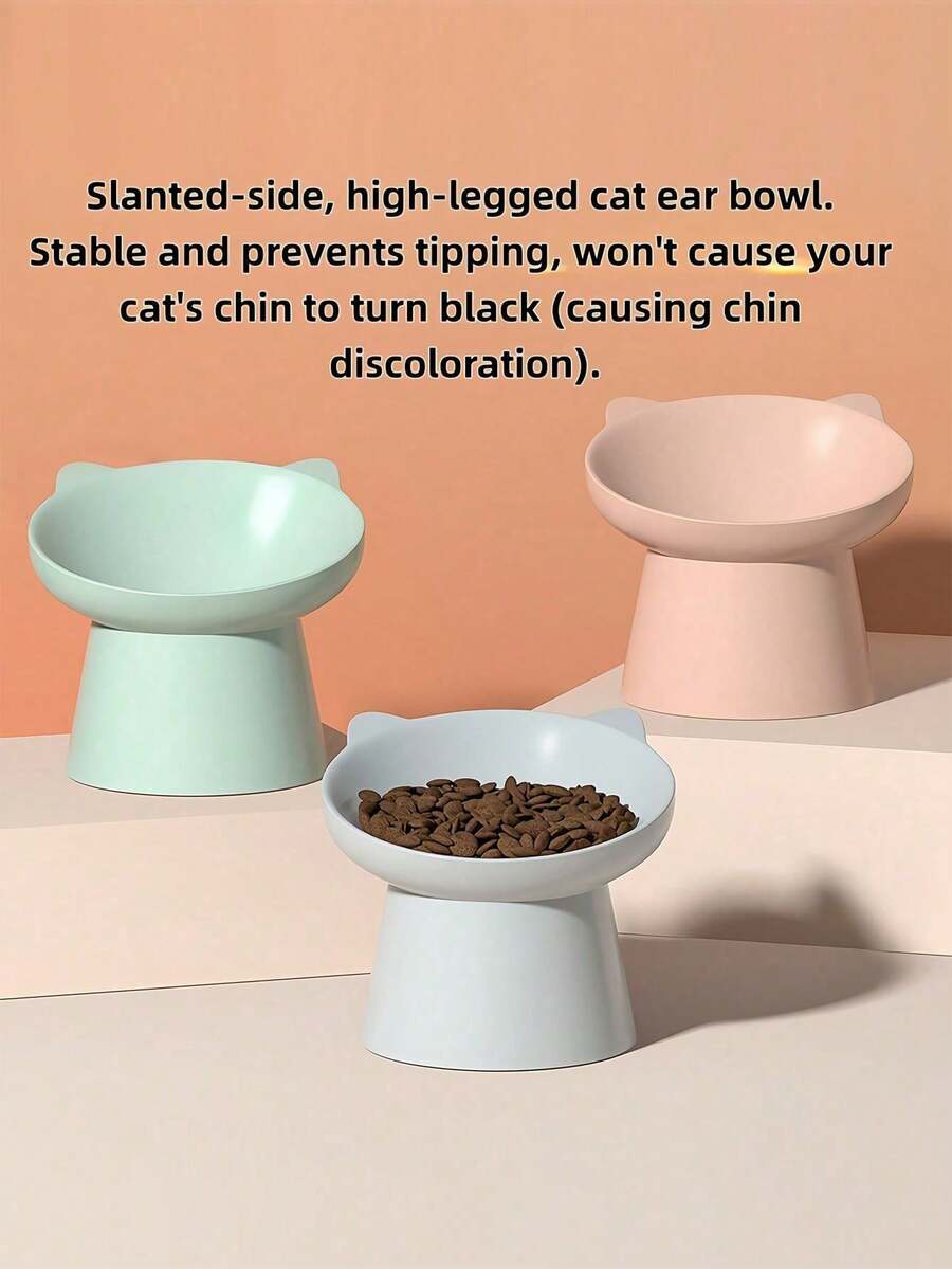 Multicolor ABS 15 degree slanted anti-vomiting pet bowl with stable base and cartoon pattern for indoor cats and dogs.