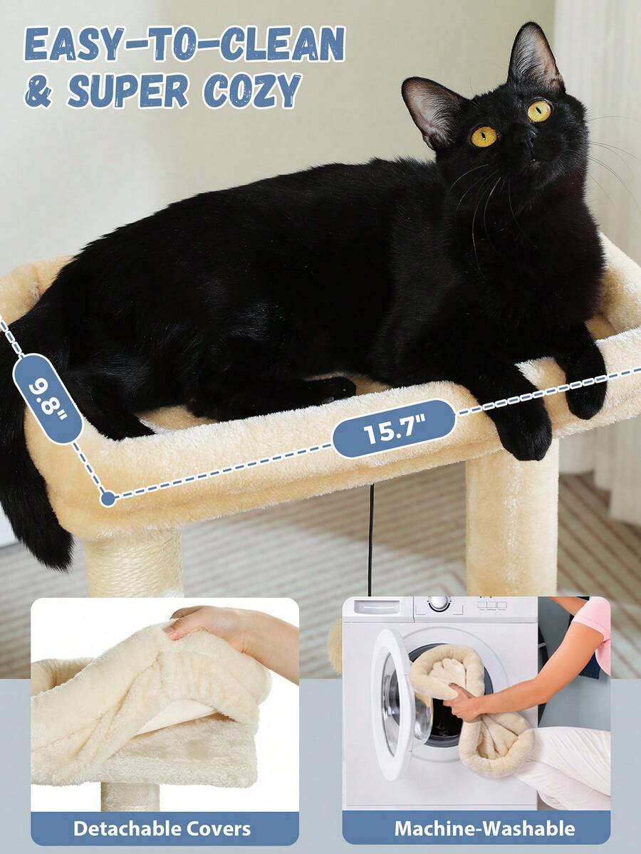 Green 33-inch cactus cat tree featuring a plush top perch, deep hammock, sisal scratching post, and large cat condo for indoor cats.