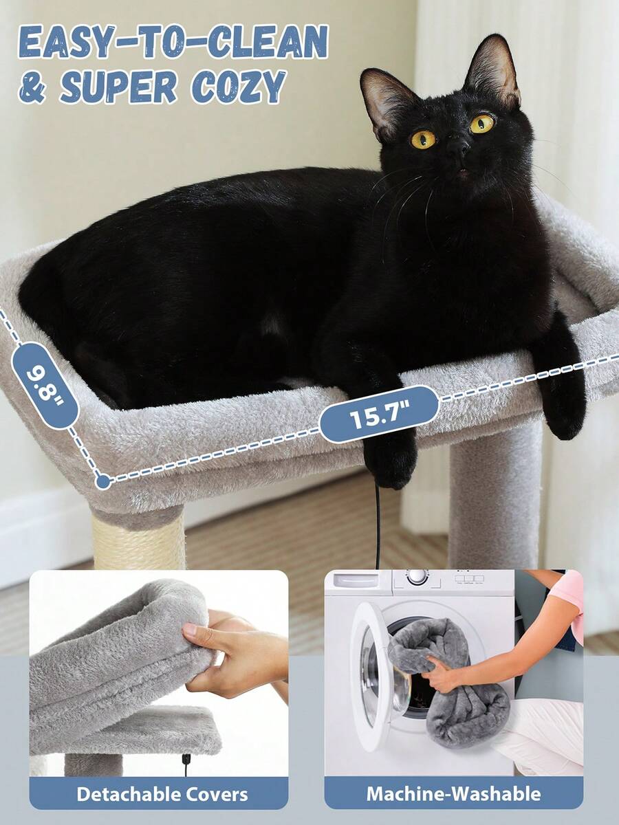 Green 33-inch cactus cat tree featuring a plush top perch, deep hammock, sisal scratching post, and large cat condo for indoor cats.