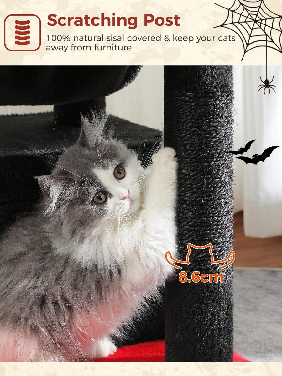 Green 33-inch cactus cat tree featuring a plush top perch, deep hammock, sisal scratching post, and large cat condo for indoor cats.