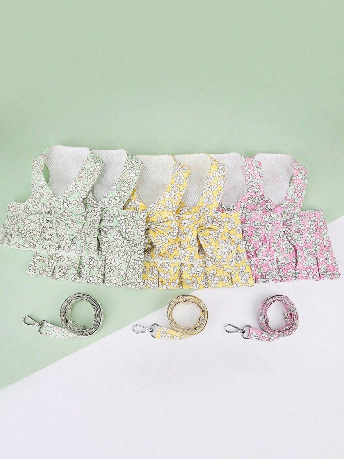 Multicolor pet harness skirt and fabric leash set with letter pattern for cats and dogs