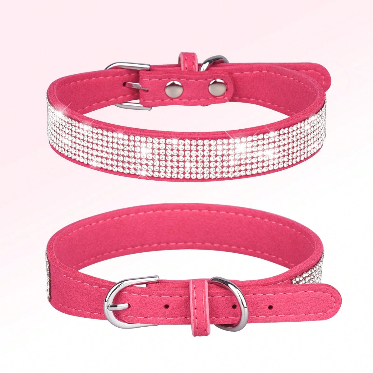 Multicolor sparkling crystal adjustable dog and cat collar made from polyurethane PU for pets with 16-46cm neck size