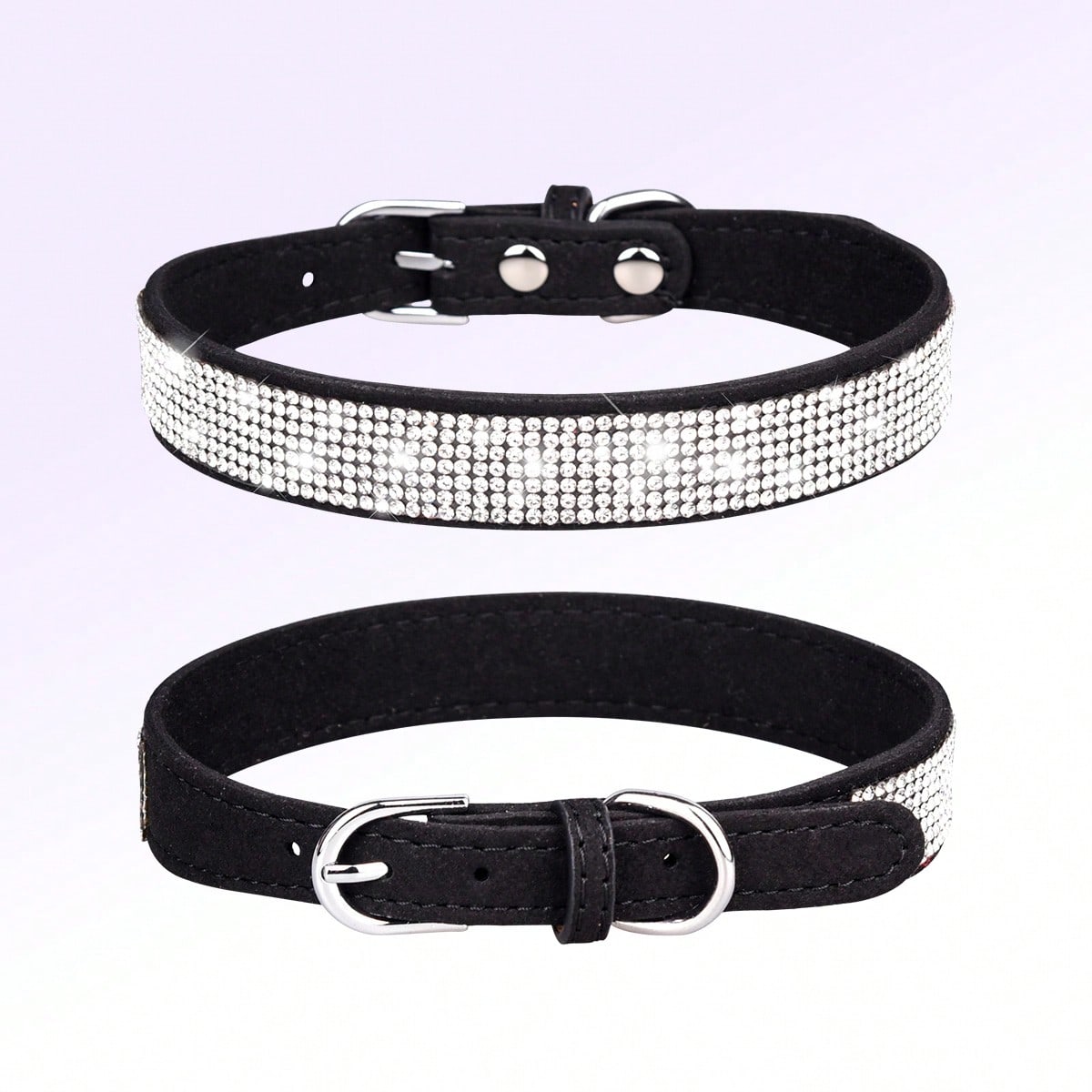 Multicolor sparkling crystal adjustable dog and cat collar made from polyurethane PU for pets with 16-46cm neck size