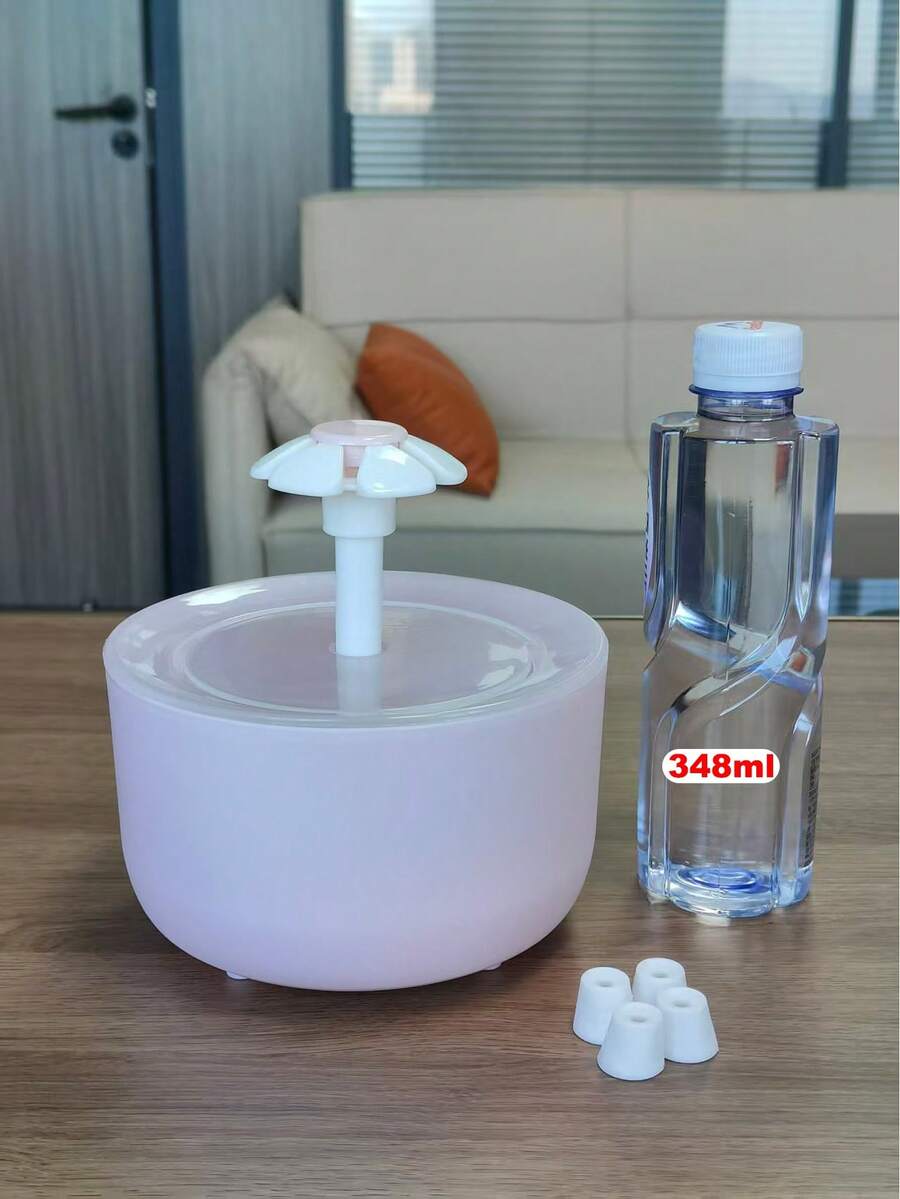 Automatic cat water fountain with 1500ml capacity, floral design, circulation filter, and USB power connection for cats and small dogs.