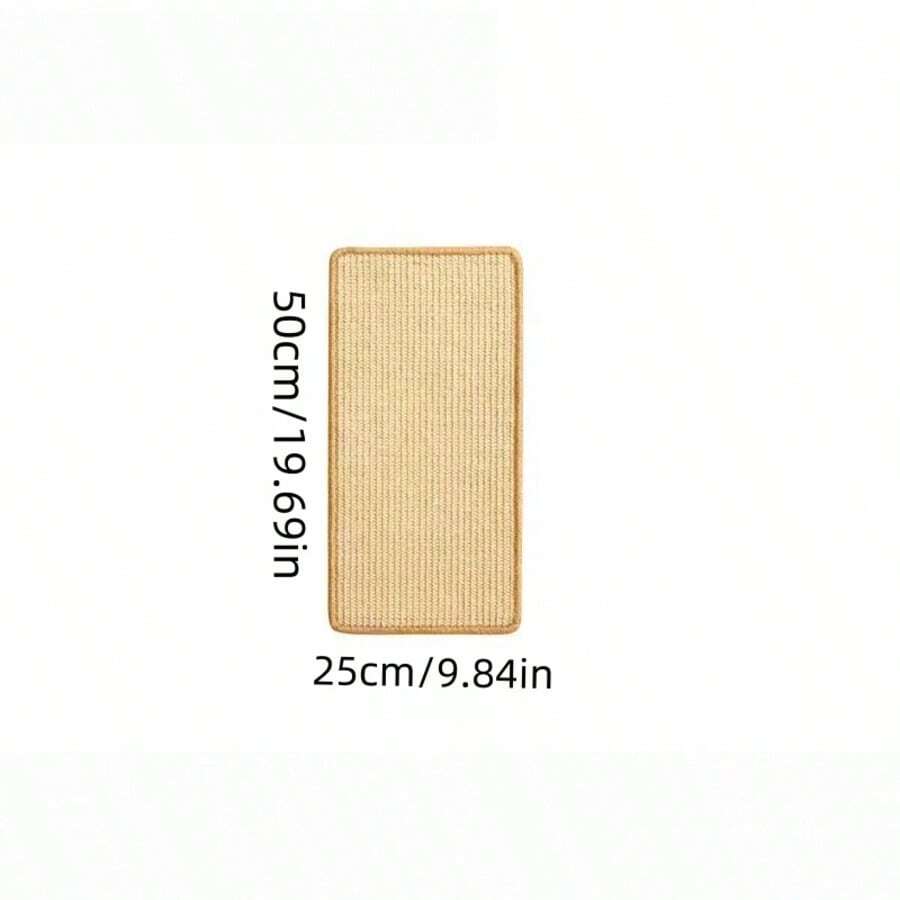 Vertical woven cat scratching post featuring a non-slip base and beige woven pattern, made from durable sisal material.